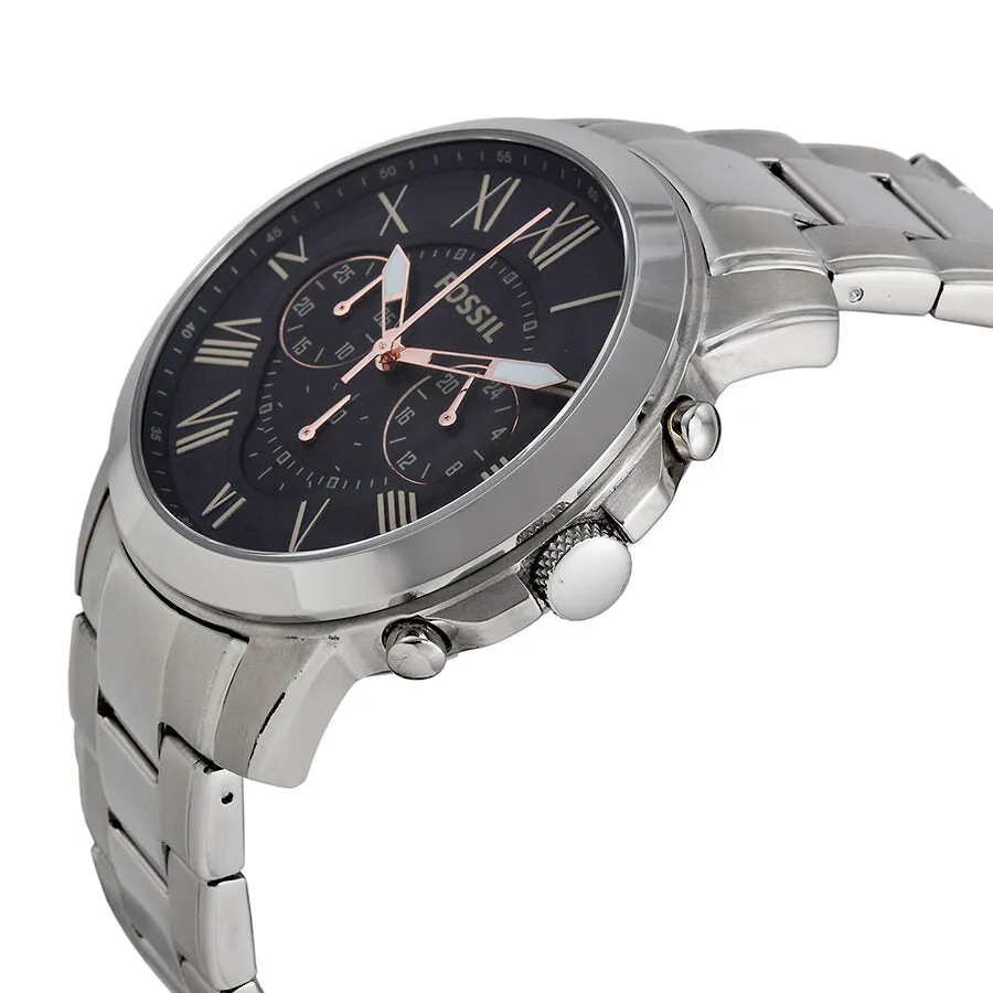 Fossil Grant Chronograph Black Dial Stainless Steel Men's Watch FS4994