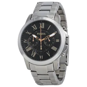 Fossil Grant Chronograph Black Dial Stainless Steel Men's Watch FS4994