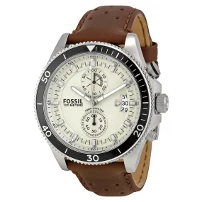 Fossil Wakefield Chronograph Eggshell Dial Brown Leather Men's Watch