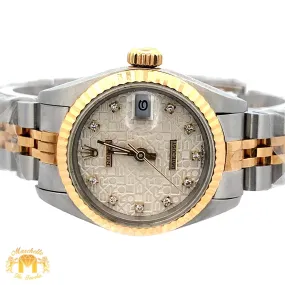 Full factory 26mm Ladies`Rolex Watch with Two-Tone Jubilee Bracelet (diamond dial, fluted bezel)