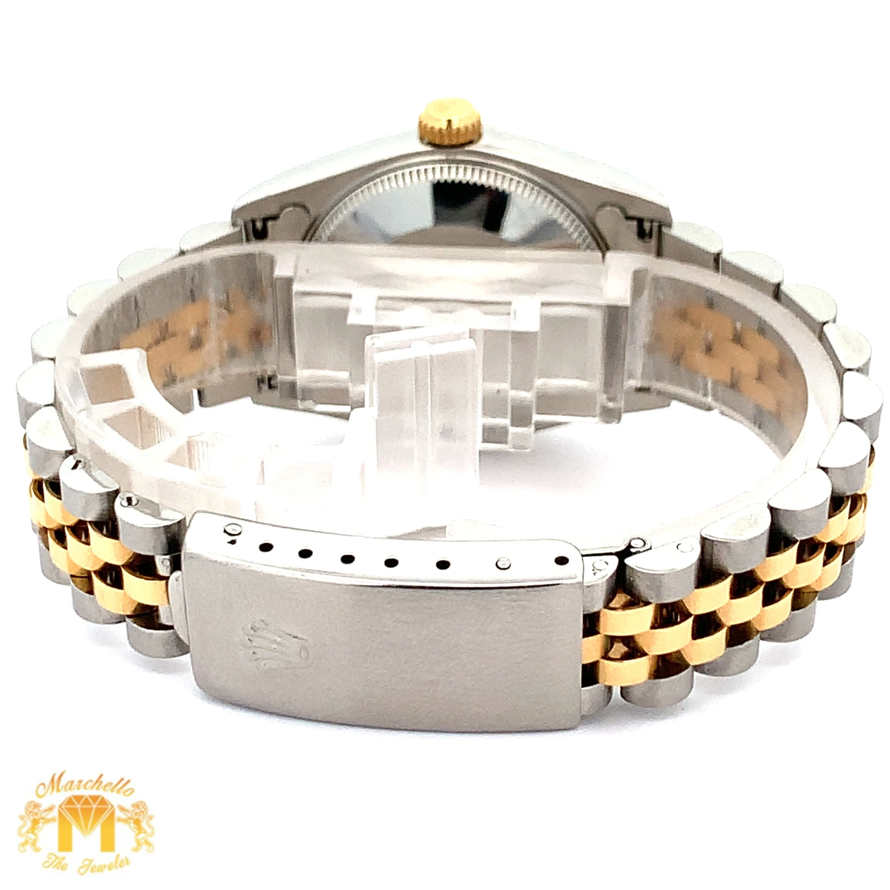 Full factory 31mm Rolex Watch with Two-Tone Jubilee Bracelet (black dial with diamonds)