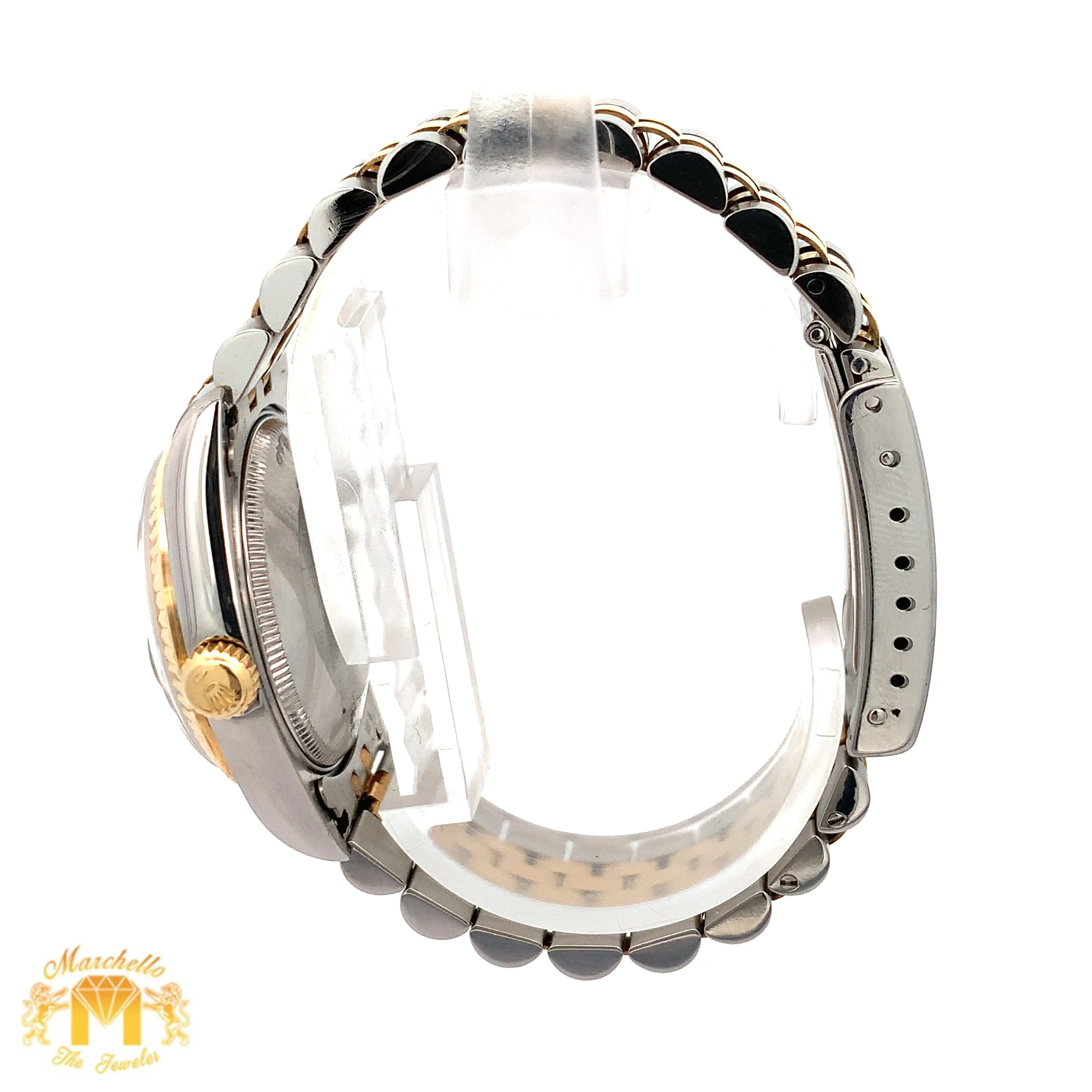 Full factory 31mm Rolex Watch with Two-Tone Jubilee Bracelet (black dial with diamonds)