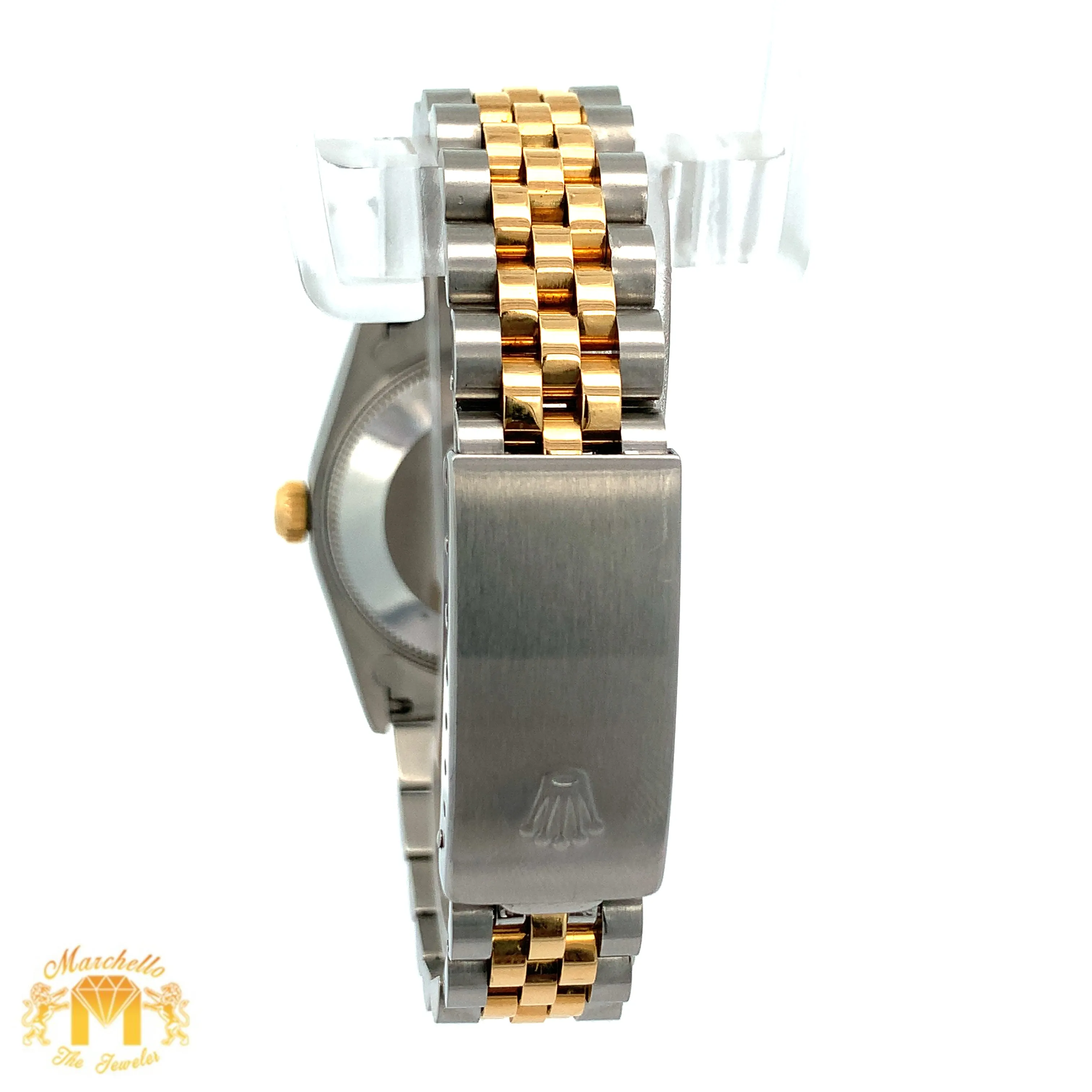 Full factory 31mm Rolex Watch with Two-Tone Jubilee Bracelet (black dial with diamonds)