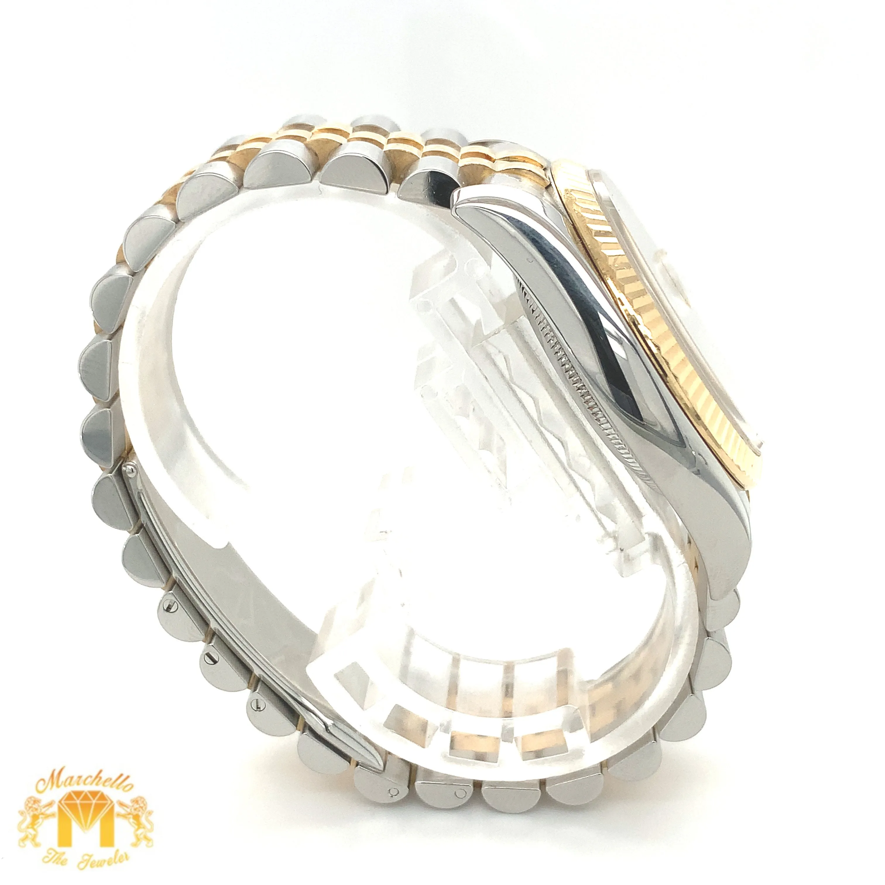 Full factory 36mm Diamond Rolex watch with Two-tone Jubilee Bracelet (Mother of pearl(MOP) factory Roman dial)