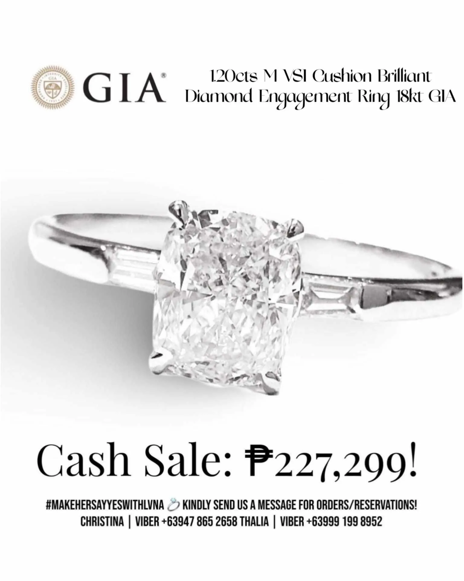 GIA Certified | 1.00ct M VS1 Cushion Cut Diamond Engagement Ring 14kt GIA Certified
