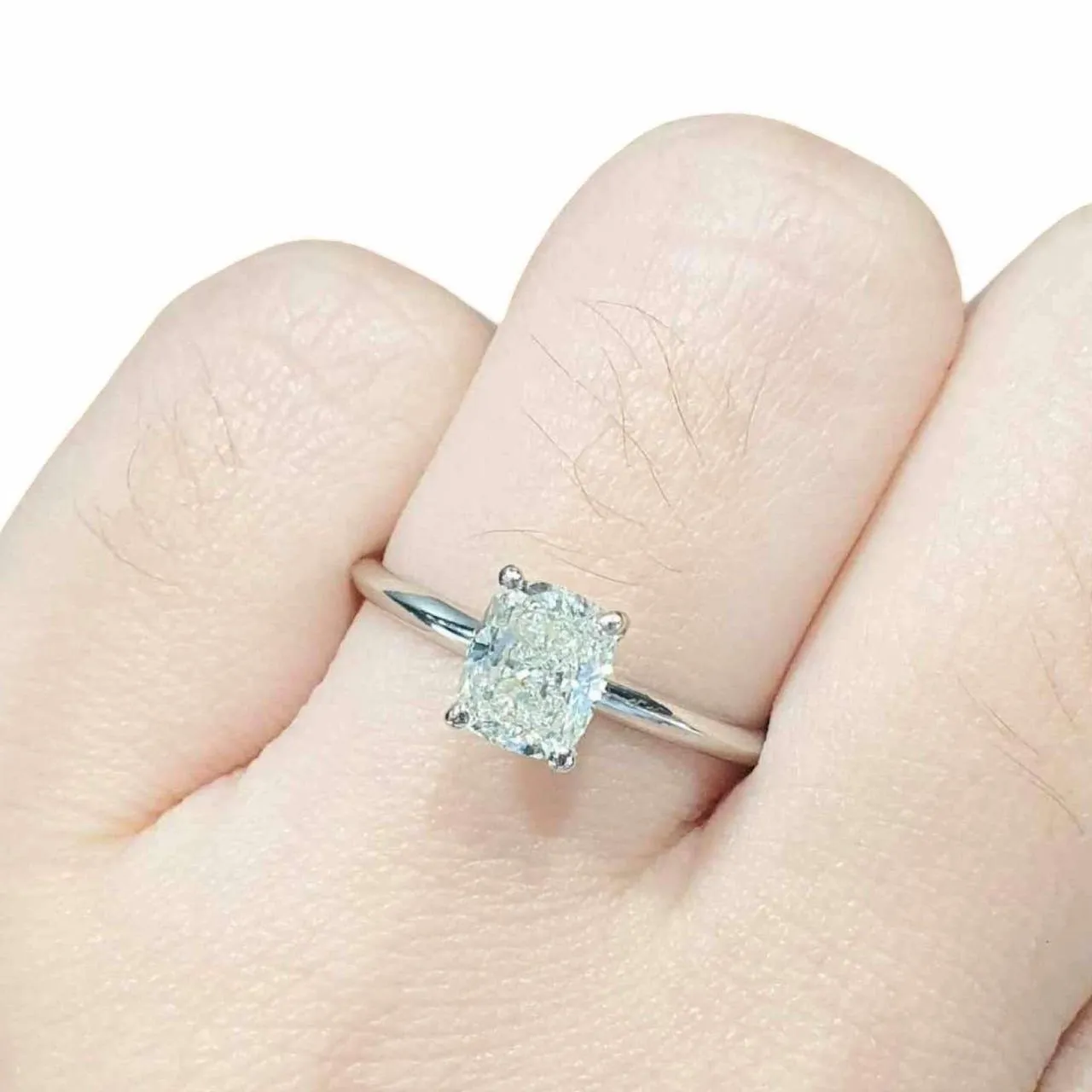 GIA Certified | 1.00ct M VS1 Cushion Cut Diamond Engagement Ring 14kt GIA Certified