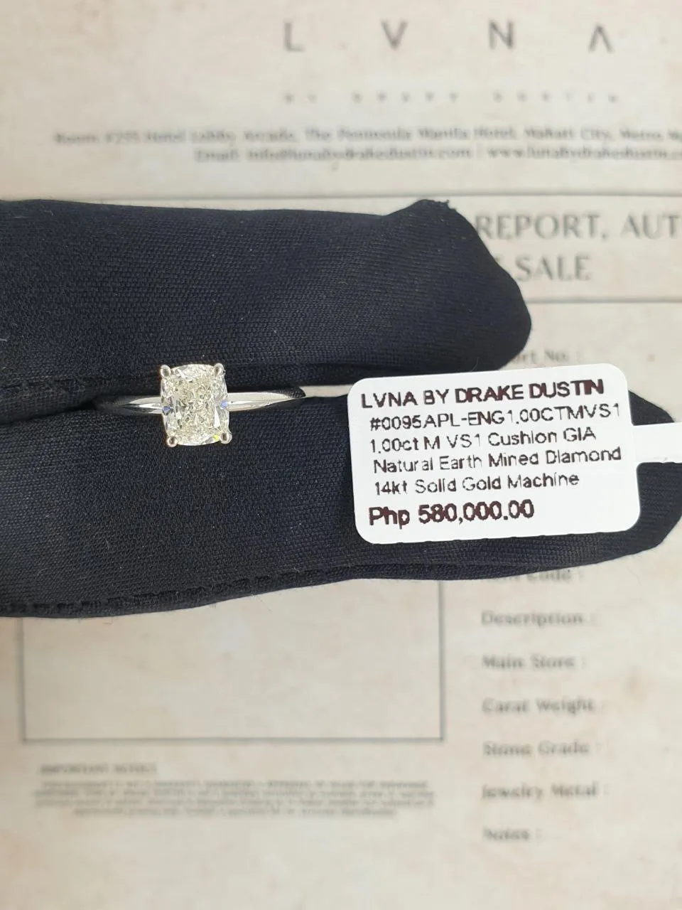 GIA Certified | 1.00ct M VS1 Cushion Cut Diamond Engagement Ring 14kt GIA Certified