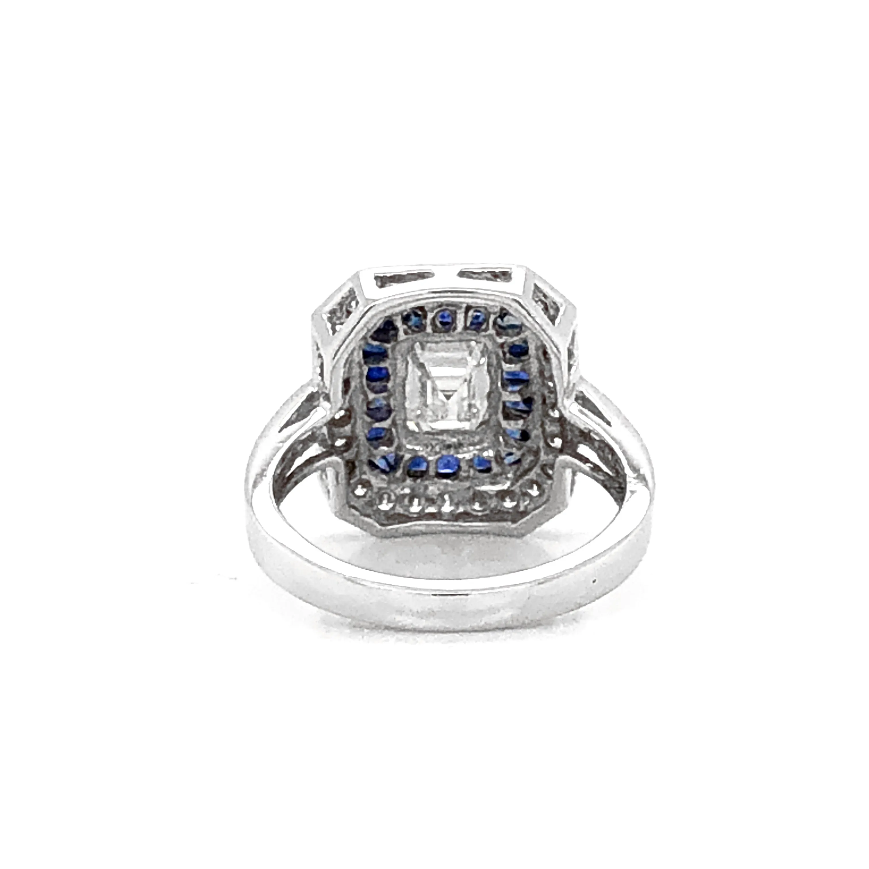 GIA Certified Emerald Cut Diamond 1.01 Carat Sapphires Diamonds Cocktail Ring