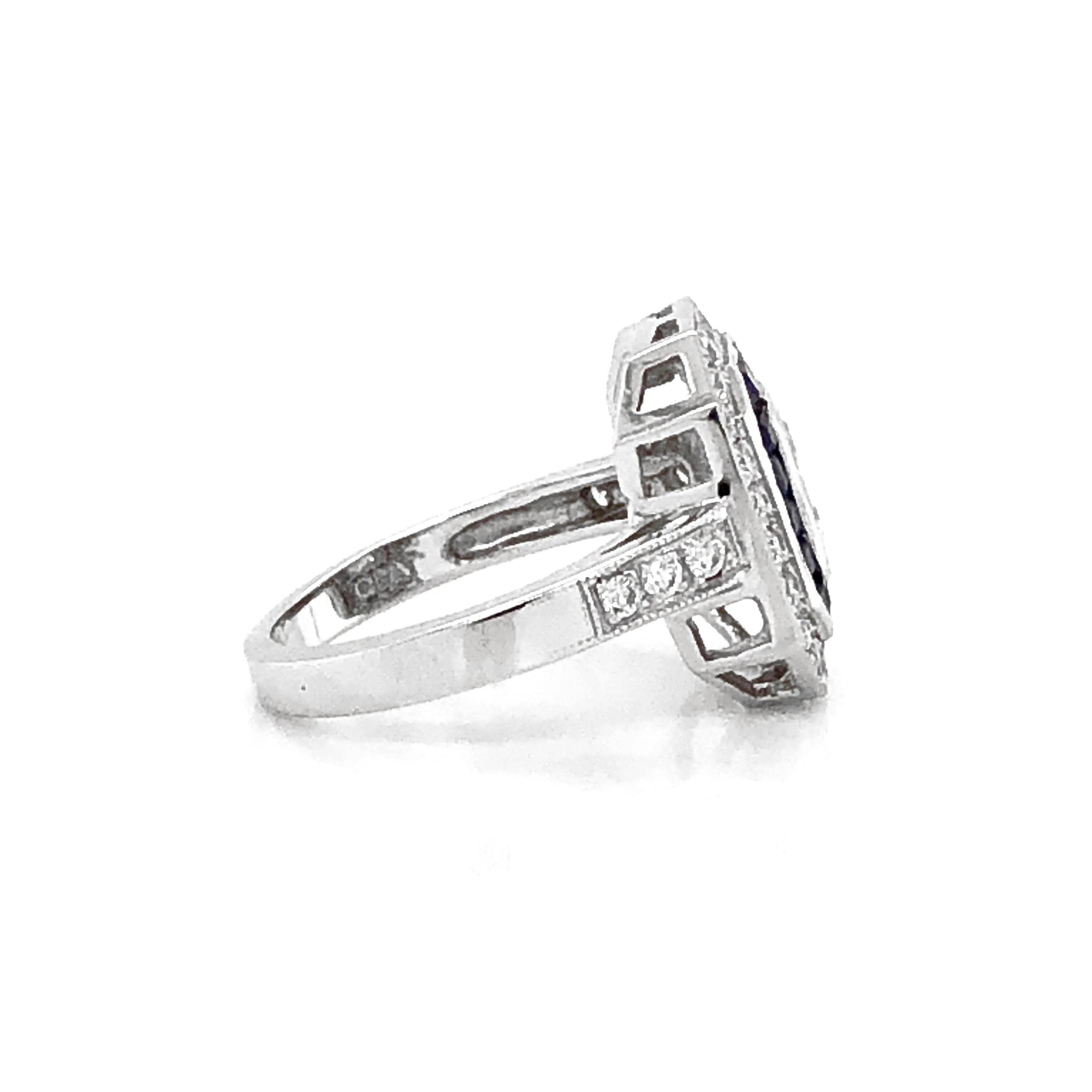 GIA Certified Emerald Cut Diamond 1.01 Carat Sapphires Diamonds Cocktail Ring