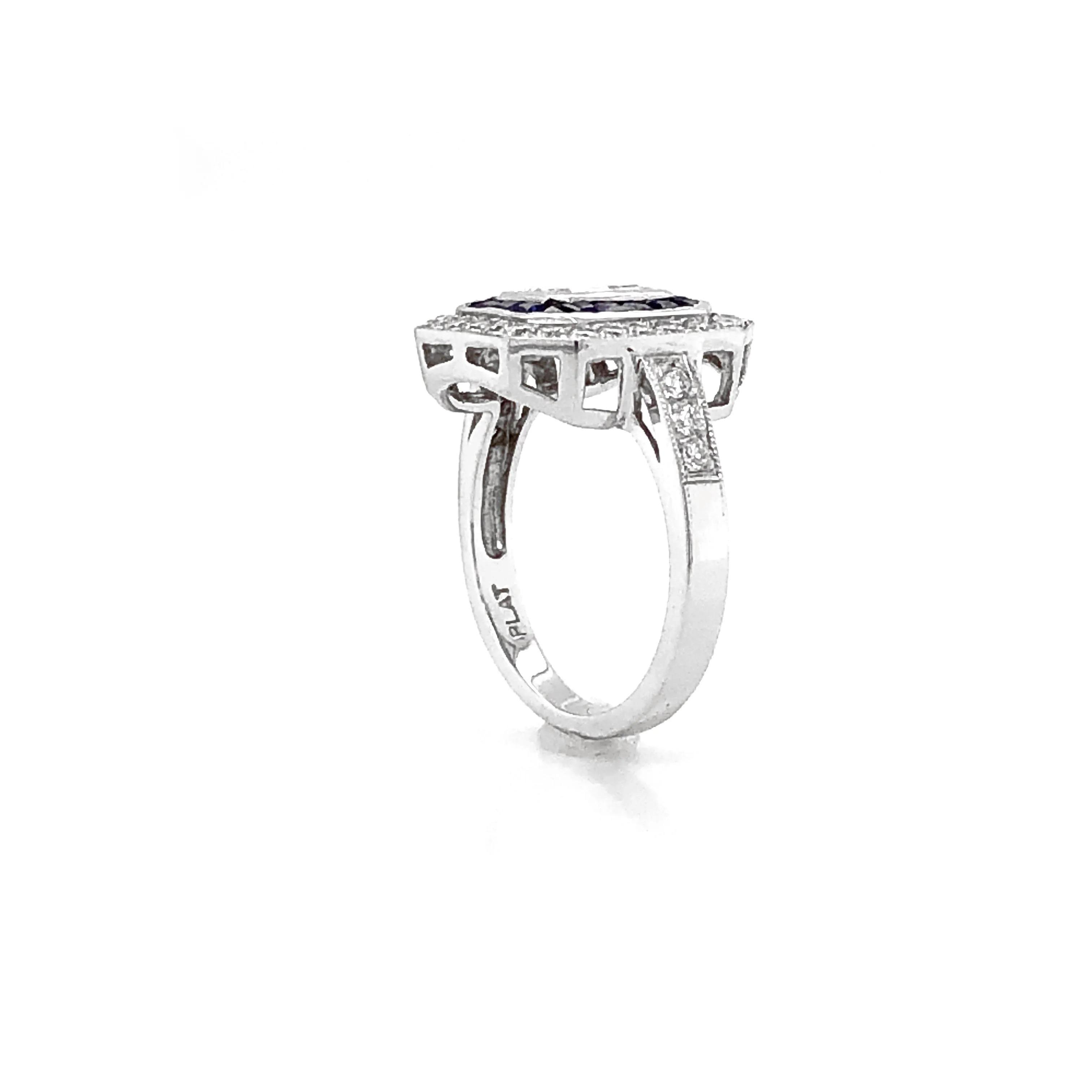 GIA Certified Emerald Cut Diamond 1.01 Carat Sapphires Diamonds Cocktail Ring