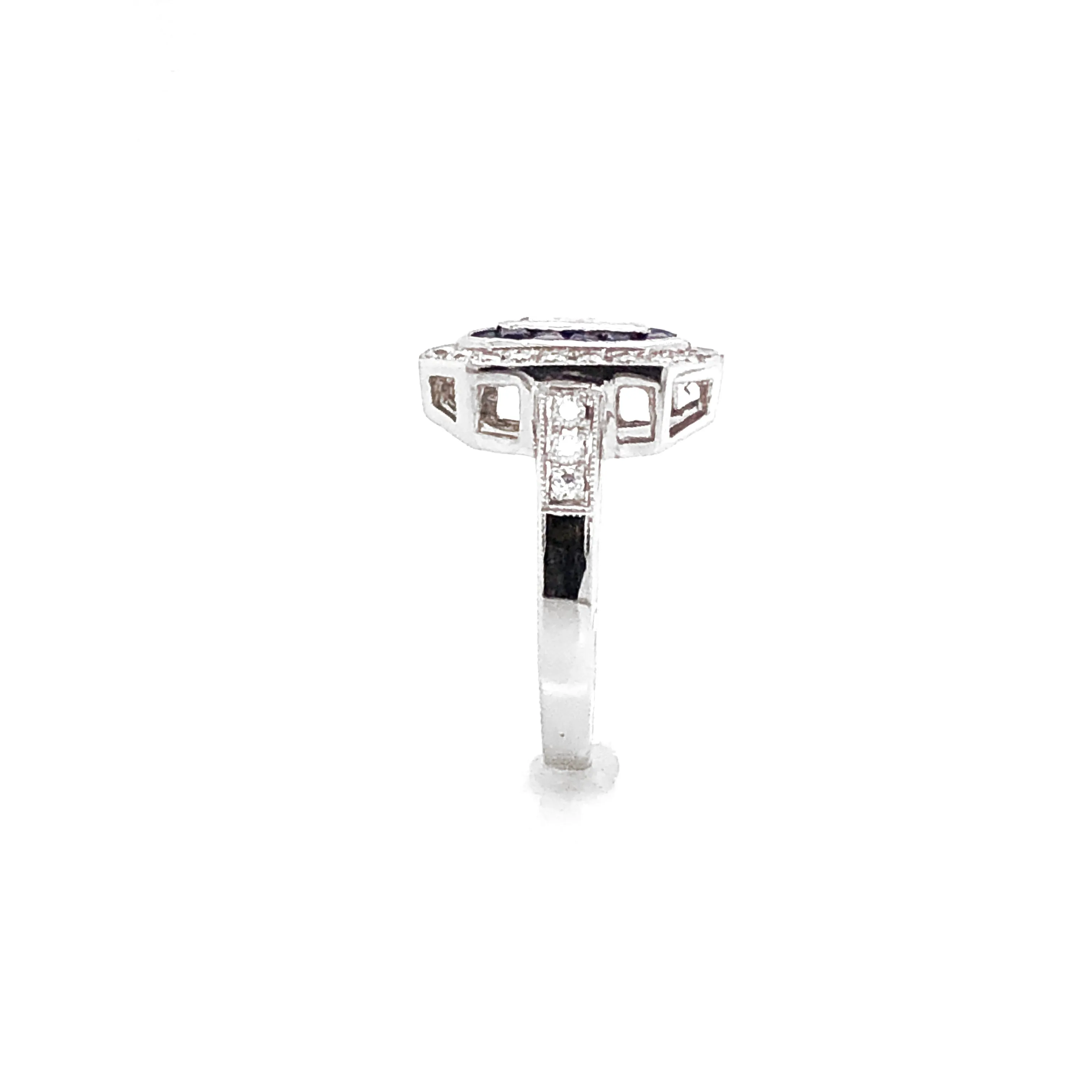 GIA Certified Emerald Cut Diamond 1.01 Carat Sapphires Diamonds Cocktail Ring