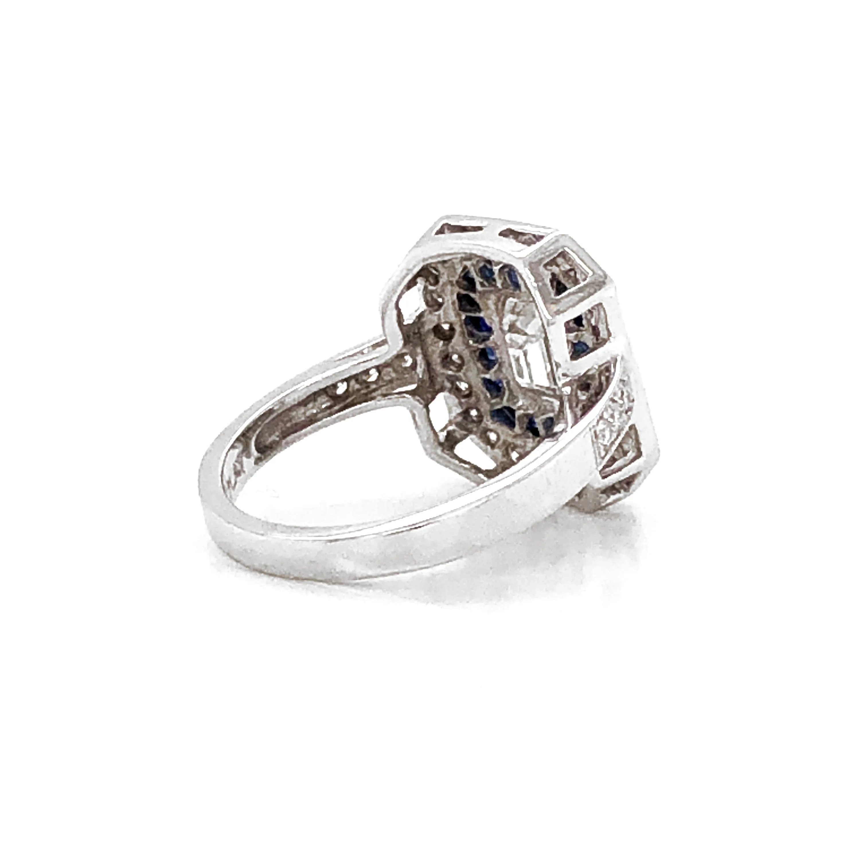 GIA Certified Emerald Cut Diamond 1.01 Carat Sapphires Diamonds Cocktail Ring