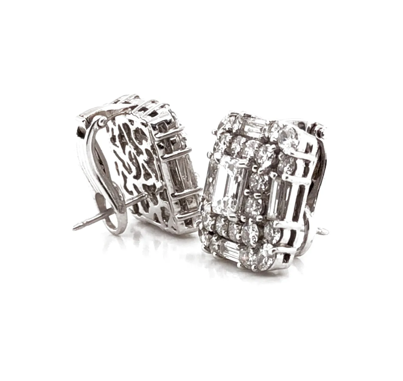 GIA Certified emerald cut diamonds 2.02 carat platinum earrings