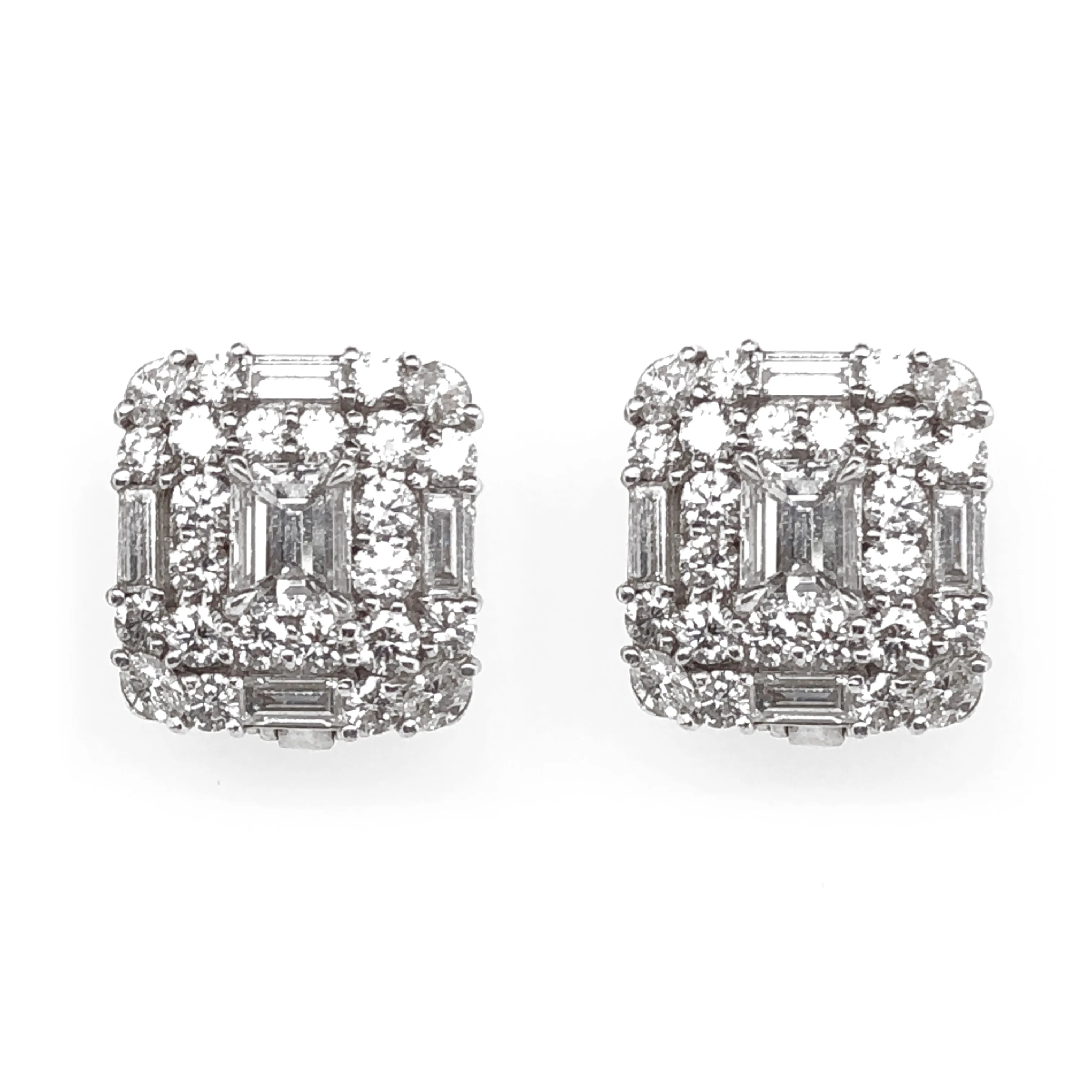 GIA Certified emerald cut diamonds 2.02 carat platinum earrings
