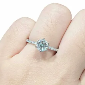 GIA Certified l 1.04cts L VS2 Round Brilliant Diamond Engagement Ring 14kt GIA Certified