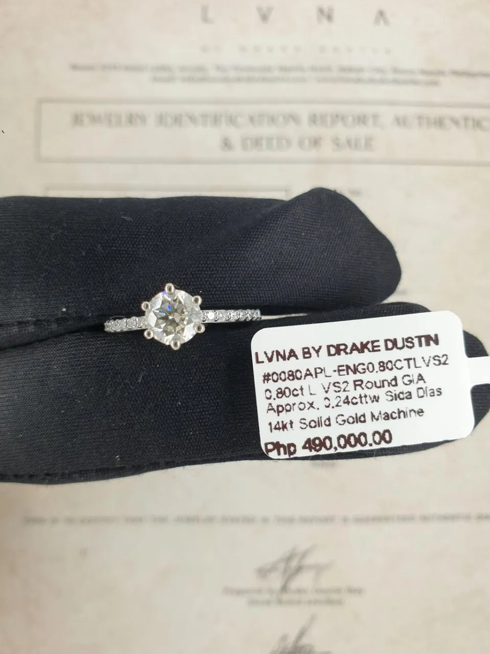 GIA Certified l 1.04cts L VS2 Round Brilliant Diamond Engagement Ring 14kt GIA Certified