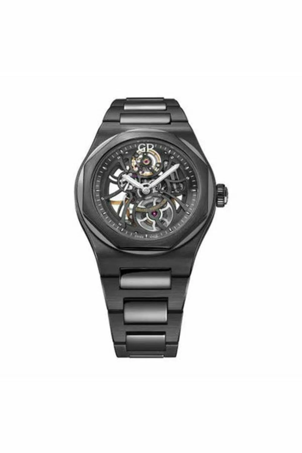 girard perregaux laureato skeleton 42mm black ceramic men's watch