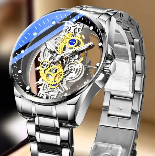 Gold Skeleton Vintage Man Quartz Watch