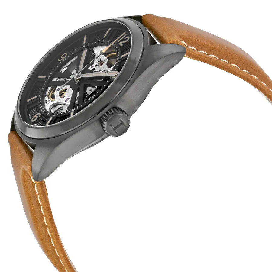 Hamilton Khaki Field Skeleton Dial Brown Leather Men's Watch H72585535