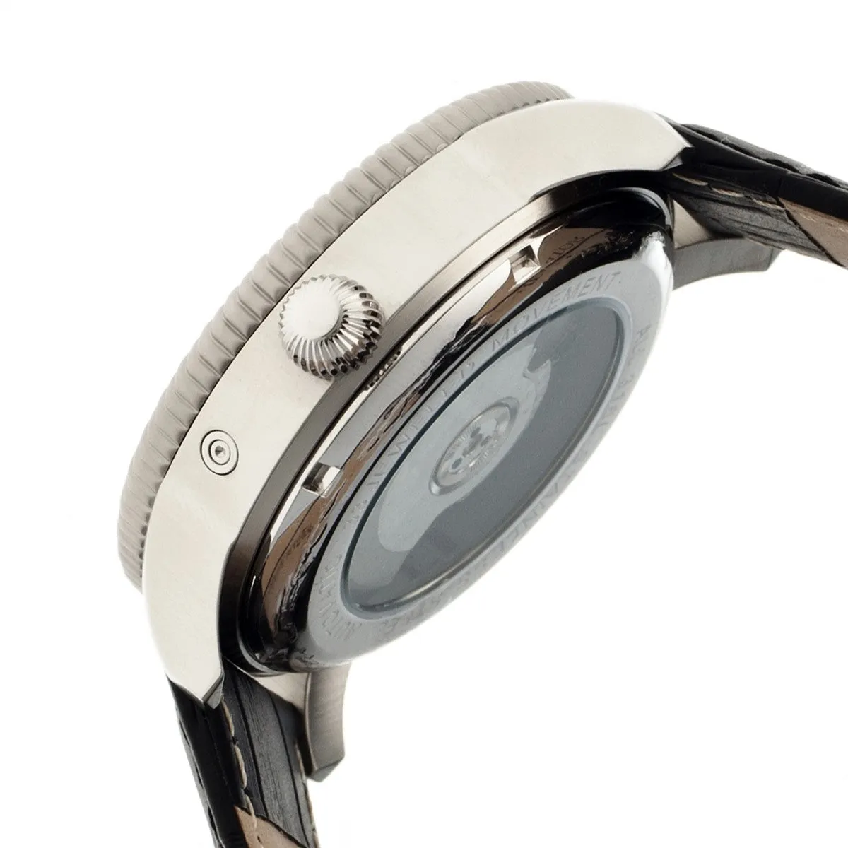 Heritor Automatic Piccard Semi-Skeleton Leather-Band Watch - Silver/Black