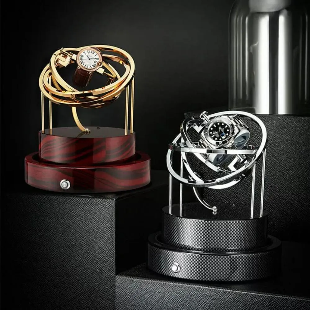 HQ Watches Care - Carbon Orbit Single Watch Winder in Brown