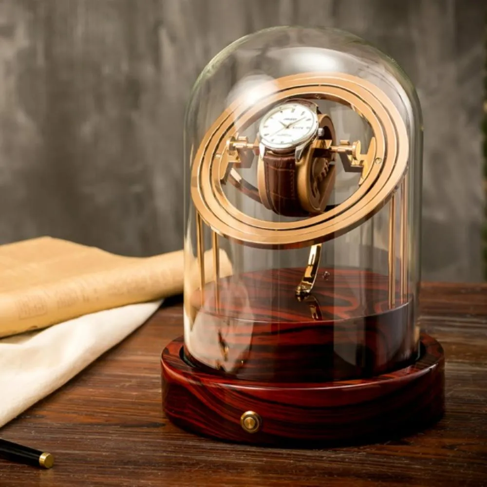 HQ Watches Care - Carbon Orbit Single Watch Winder in Brown
