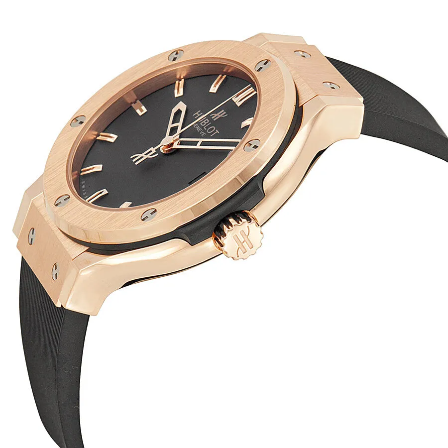 Hublot Classic Fusion Black Dial 18k Rose Gold Black Rubber Strap Men's Watch 561.PX.1180.RX
