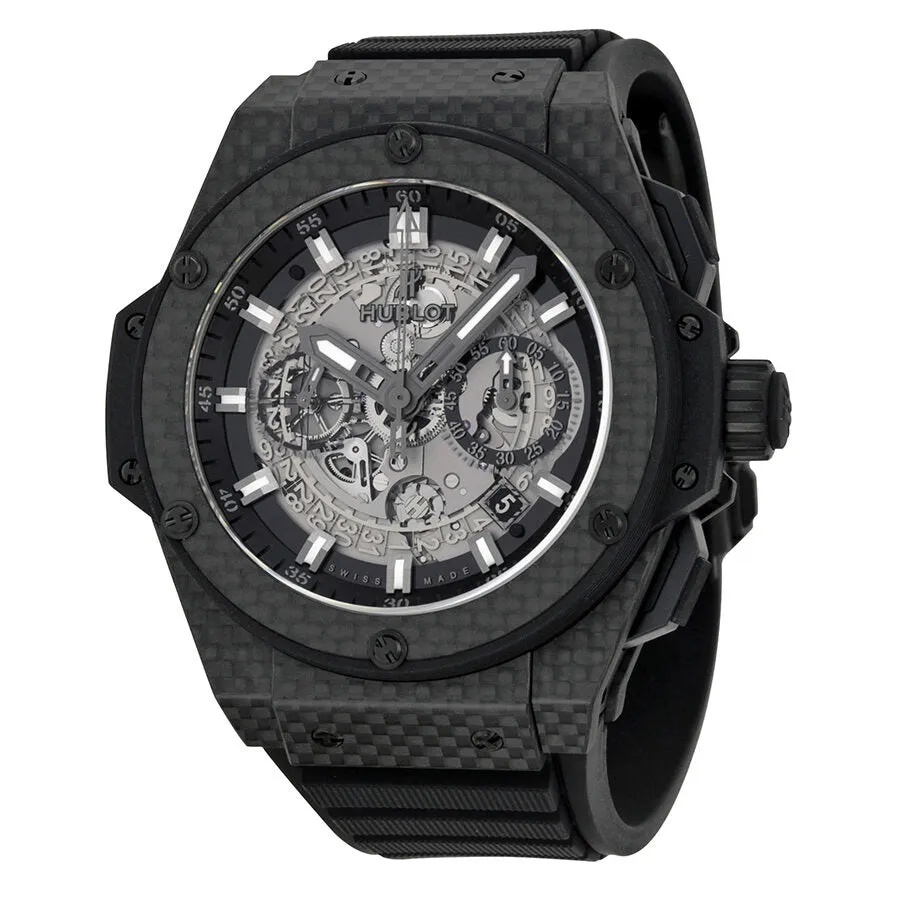 Hublot King Power Unico Skeleton Dial Automatic Carbon Fiber Rubber Men's Watch 701QX0140RX 701.QX.0140.RX