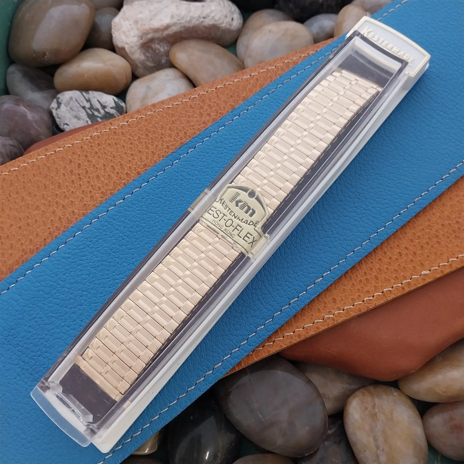 Kestenmade Yellow Gold-Tone Expansion 18mm-22mm Unused nos Vintage Watch Band