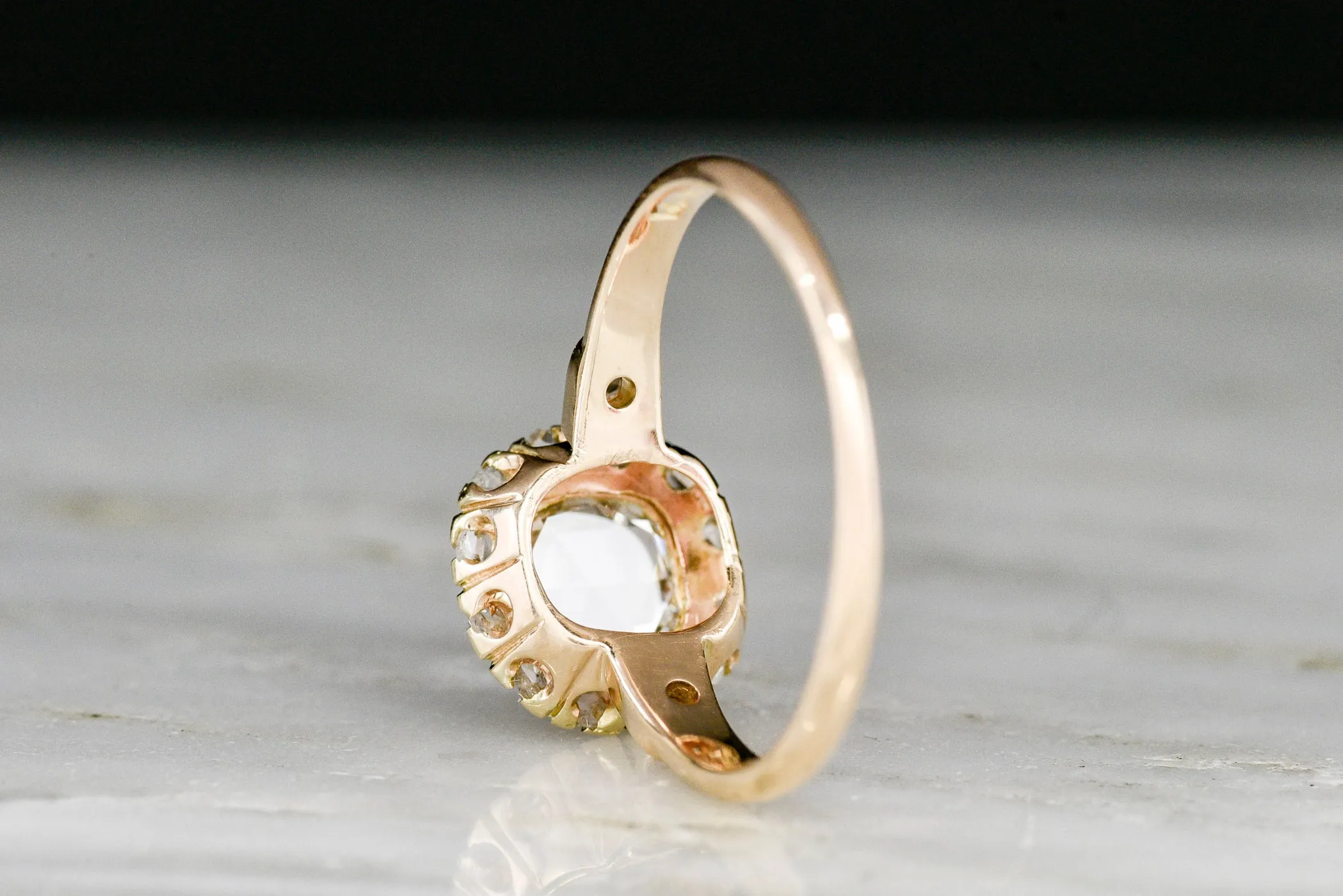 Late 1800s - Early 1900s Victorian 14K Gold and Rose Cut Diamond Cluster Ring