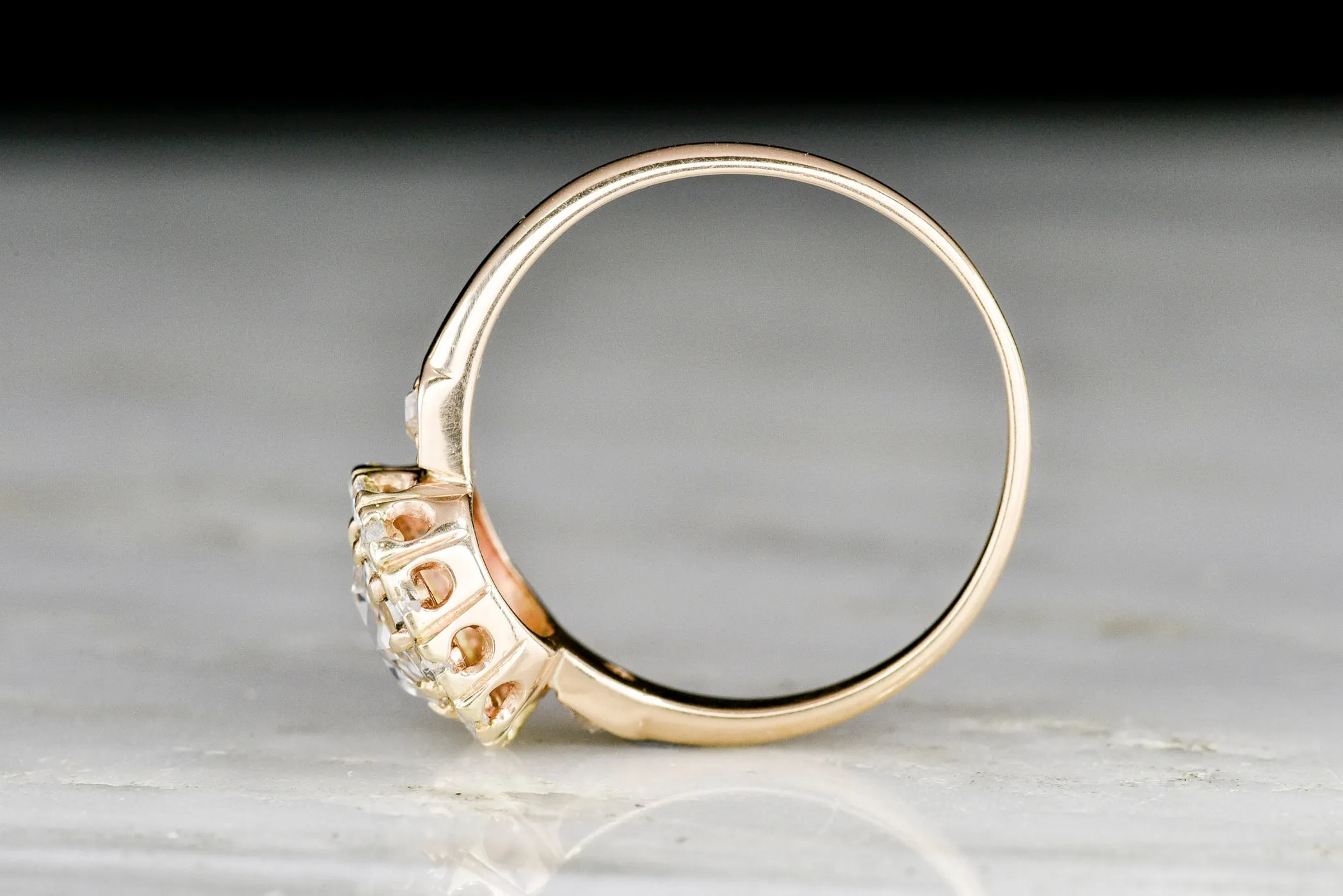 Late 1800s - Early 1900s Victorian 14K Gold and Rose Cut Diamond Cluster Ring