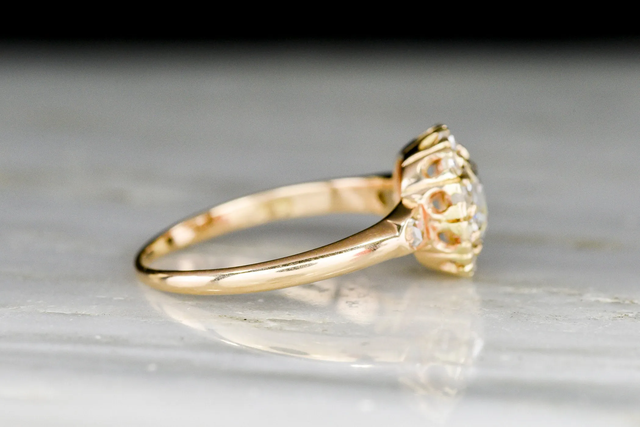 Late 1800s - Early 1900s Victorian 14K Gold and Rose Cut Diamond Cluster Ring