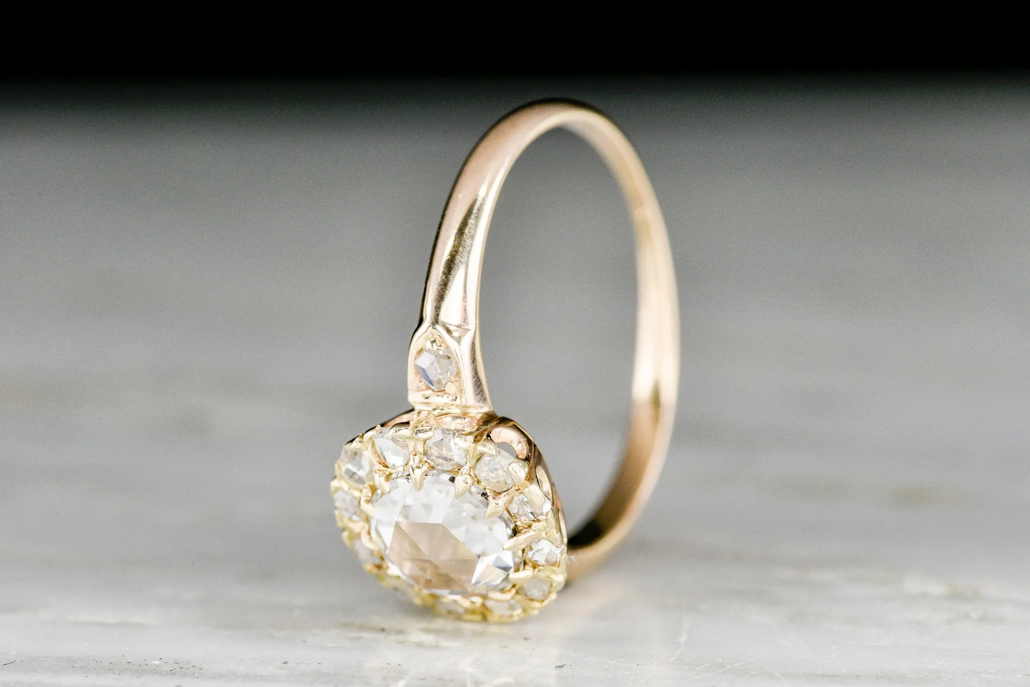 Late 1800s - Early 1900s Victorian 14K Gold and Rose Cut Diamond Cluster Ring