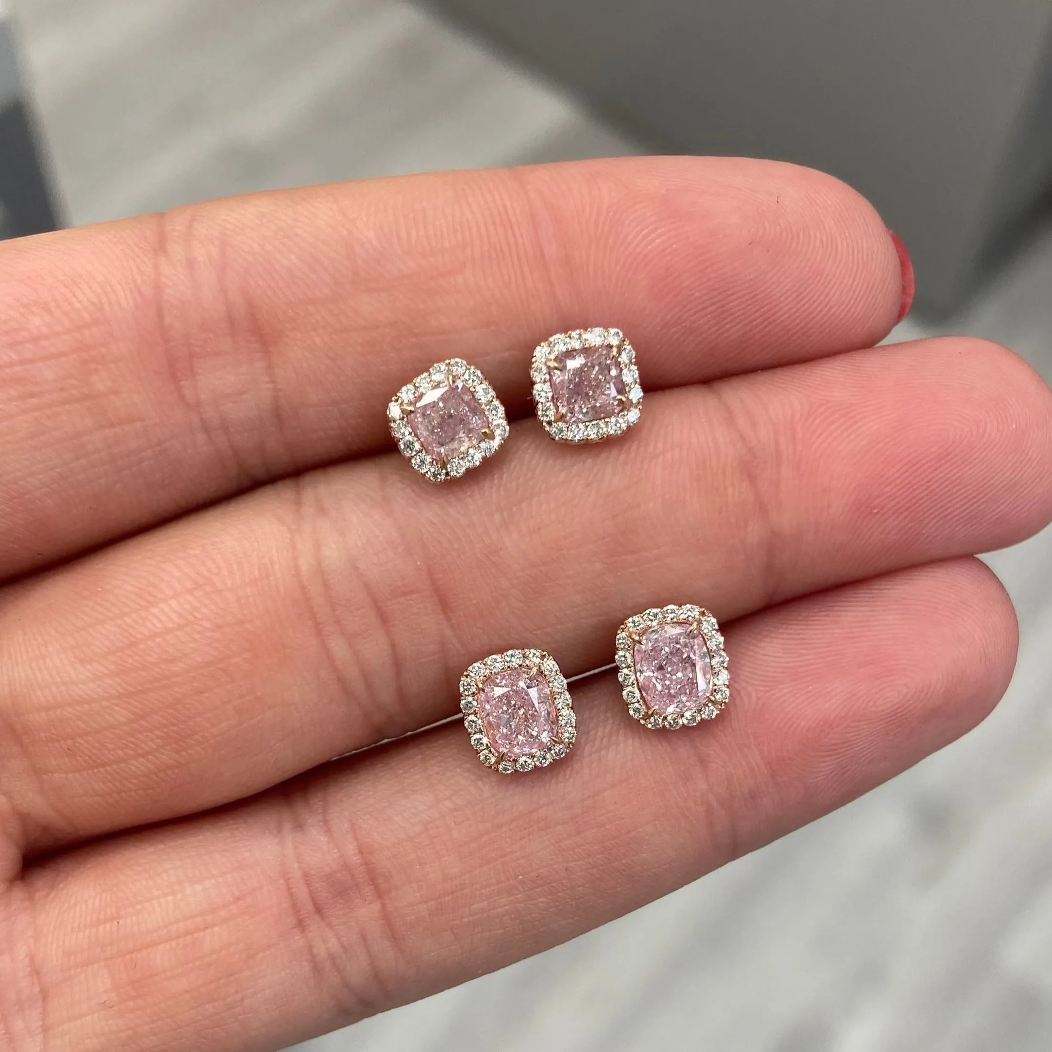 Light Pink Diamond Studs