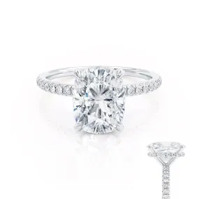 LIVELY - Elongated Cushion Lab Diamond Platinum Petite Hidden Halo Pavé Shoulder Set