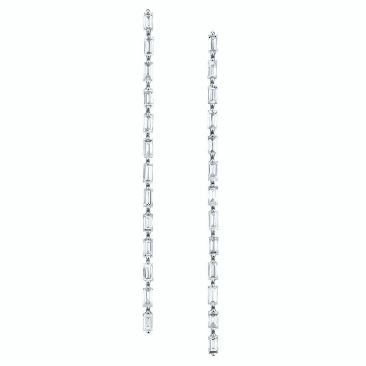 LONG BAGUETTE DIAMOND DROP EARRINGS