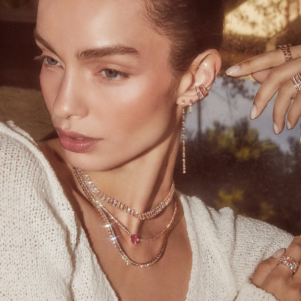 LONG BAGUETTE DIAMOND DROP EARRINGS