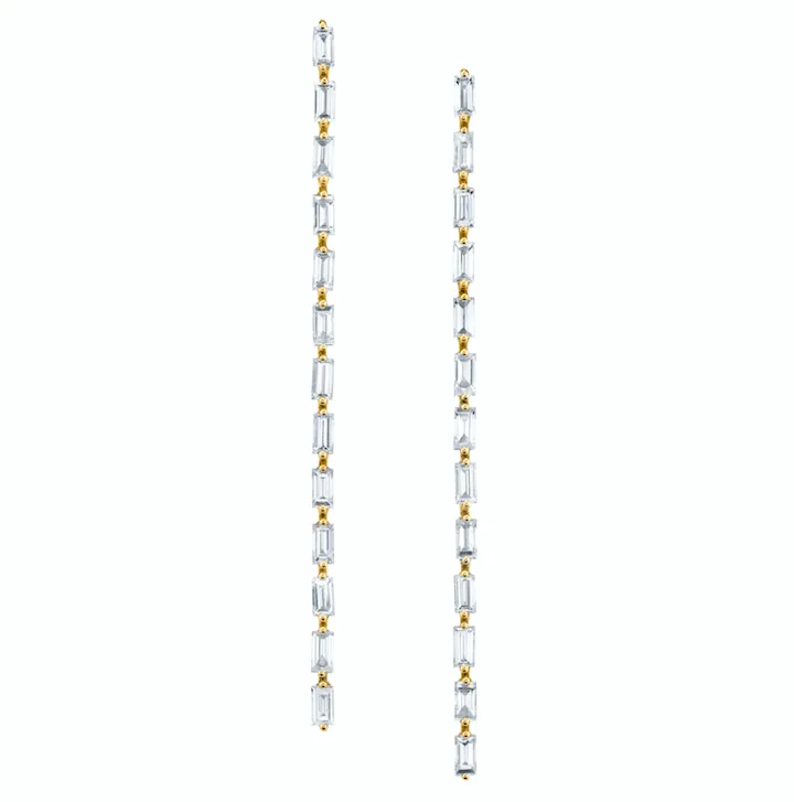 LONG BAGUETTE DIAMOND DROP EARRINGS