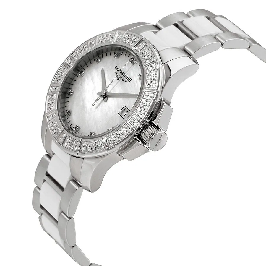 Longines Conquest Mother of Pearl Dial Diamond Ladies Watch L3.280.0.87.7