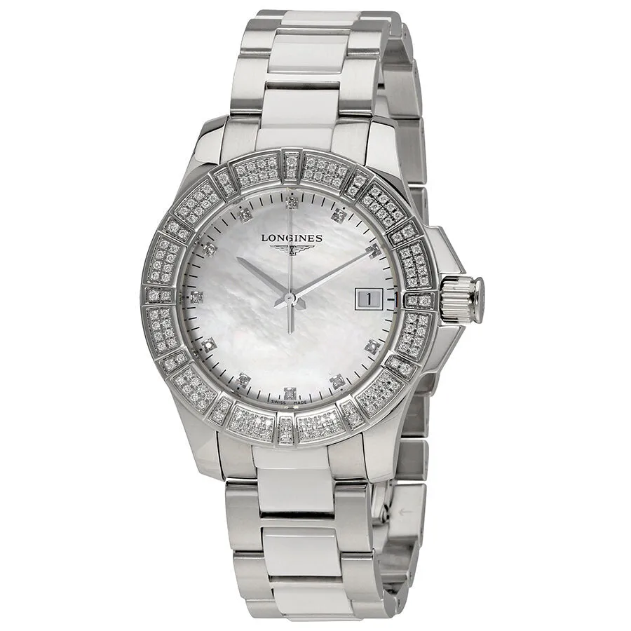 Longines Conquest Mother of Pearl Dial Diamond Ladies Watch L3.280.0.87.7