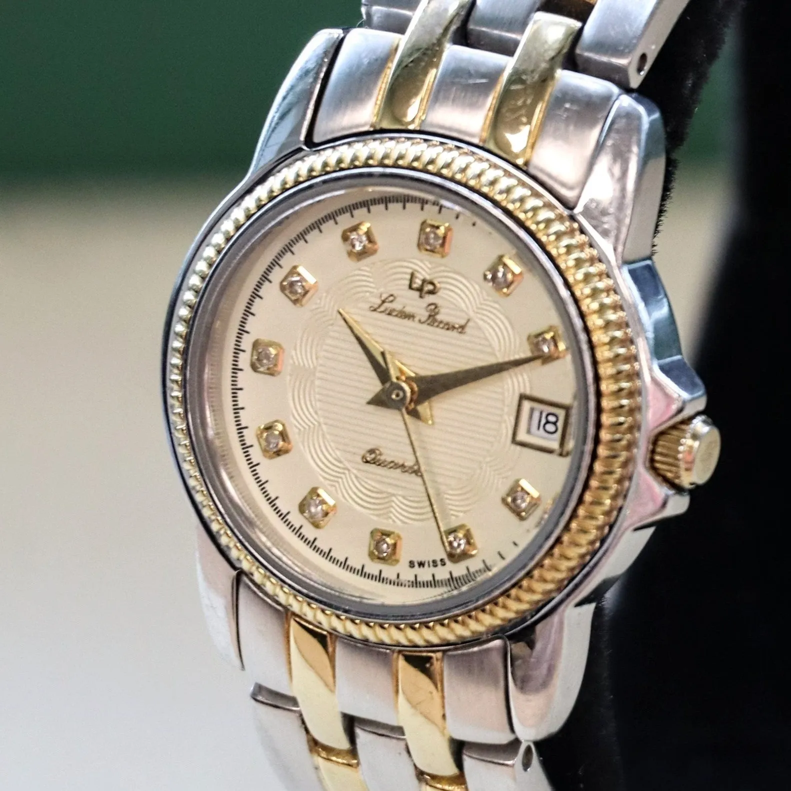 LUCIEN PICCARD Paris Diamond Ladies Watch Date Indicator Two-Tone ALL S.S. - 26023D