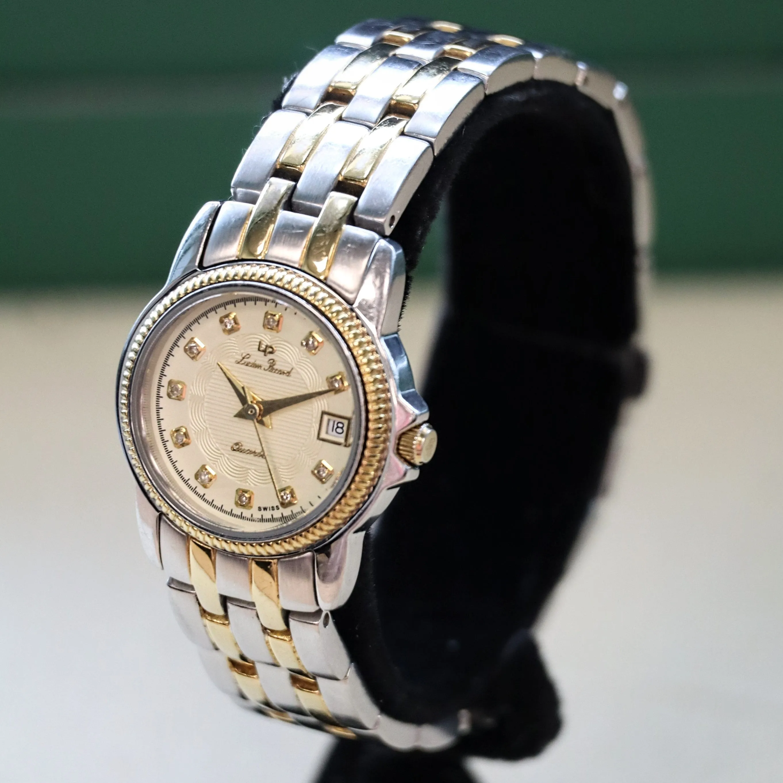 LUCIEN PICCARD Paris Diamond Ladies Watch Date Indicator Two-Tone ALL S.S. - 26023D