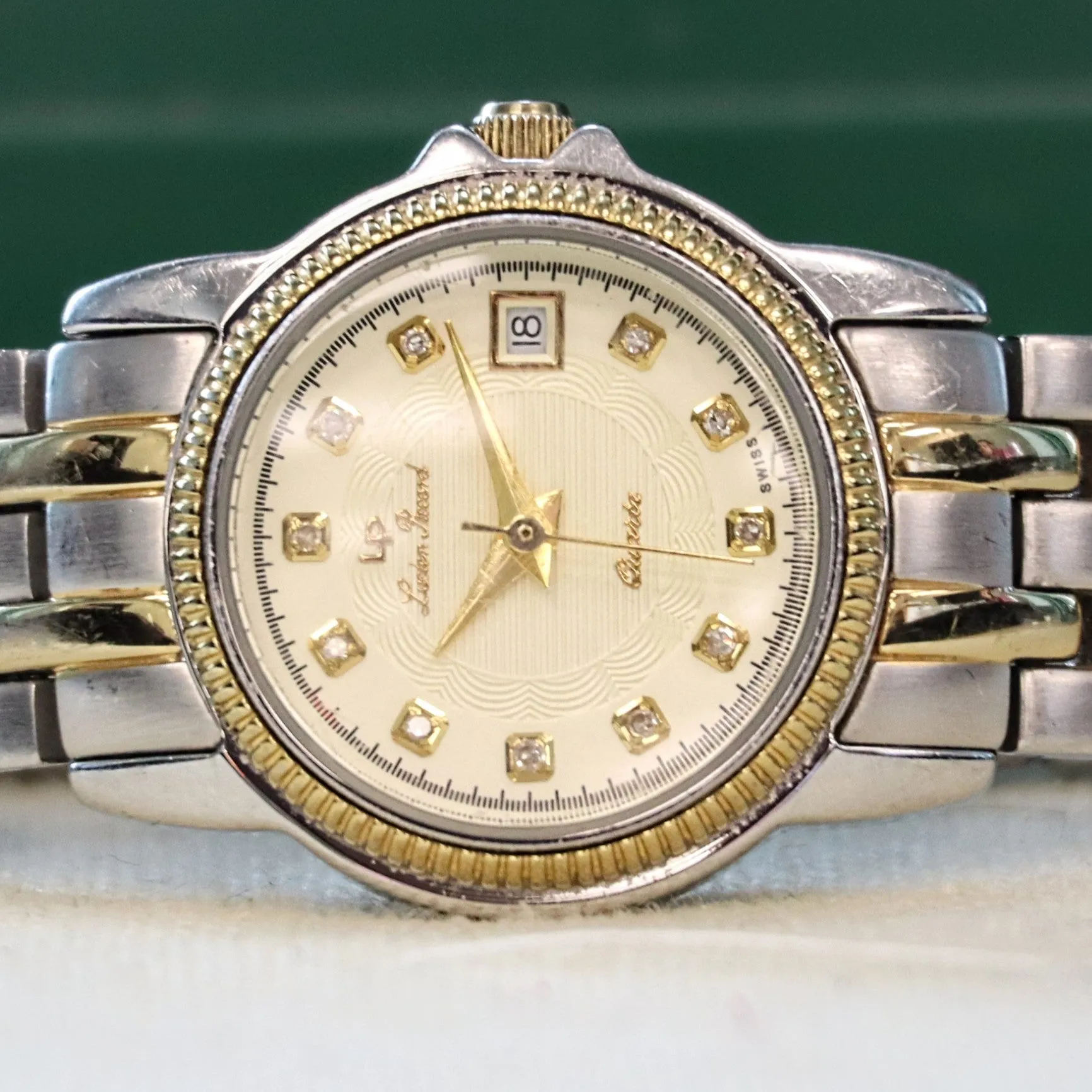 LUCIEN PICCARD Paris Diamond Ladies Watch Date Indicator Two-Tone ALL S.S. - 26023D
