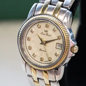 LUCIEN PICCARD Paris Diamond Ladies Watch Date Indicator Two-Tone ALL S.S. - 26023D