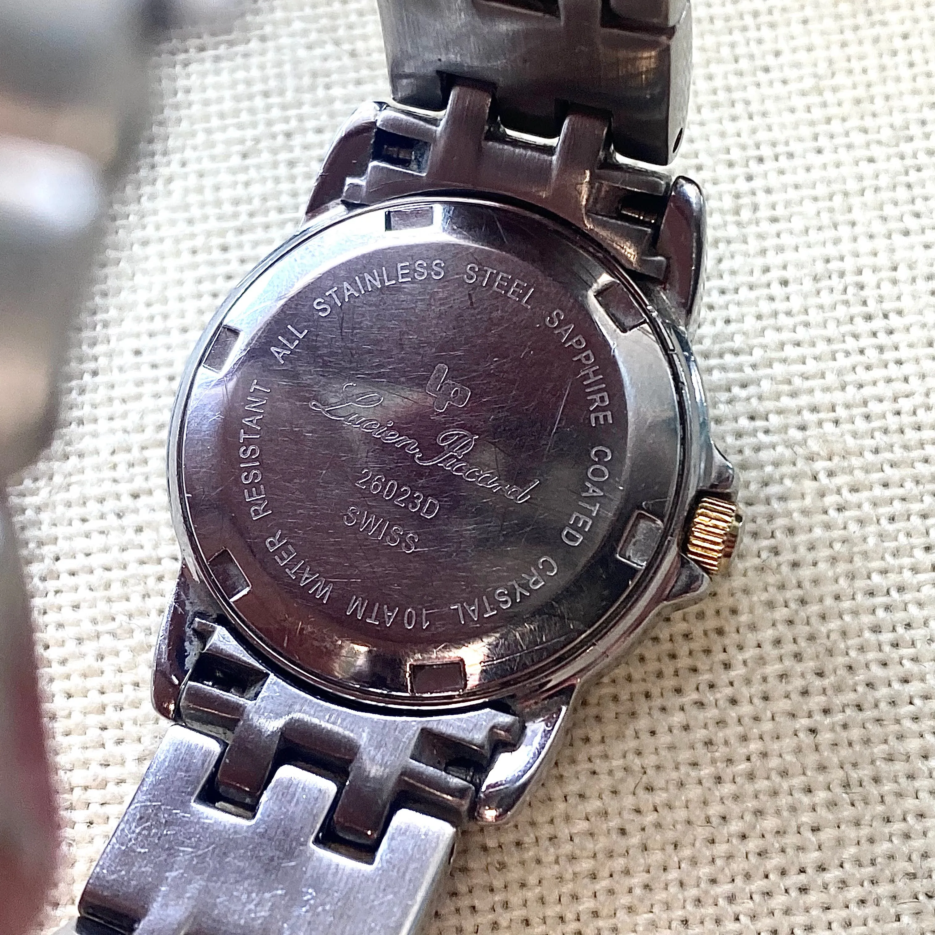 LUCIEN PICCARD Paris Diamond Ladies Watch Date Indicator Two-Tone ALL S.S. - 26023D