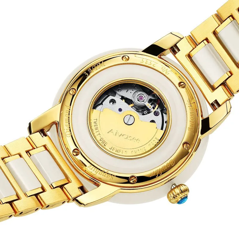 Luxury Hetian Jade Men&#39;s Automatic Mechanical Watch Hollow Stainless Steel Waterproof Male Clock Calendar Leather Couple Watch