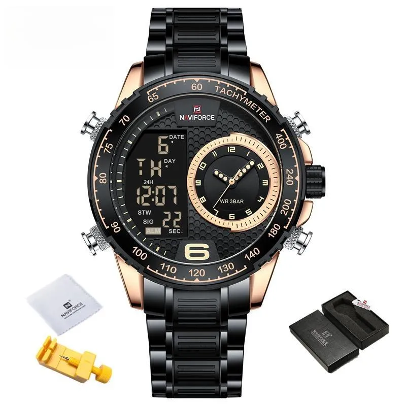 Luxury  Watch Men Stainless Steel Digital Sport Chronograph Quartz Wrist watch