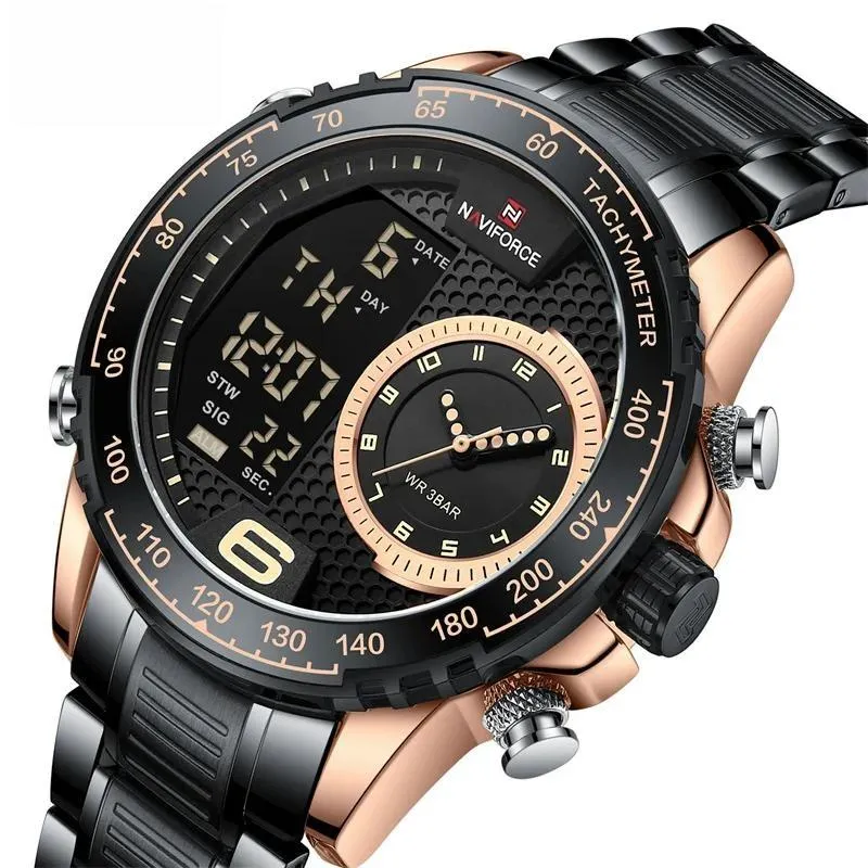 Luxury  Watch Men Stainless Steel Digital Sport Chronograph Quartz Wrist watch