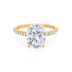MACY - Elongated Cushion Lab Diamond 18k Yellow Gold Petite Shoulder Set