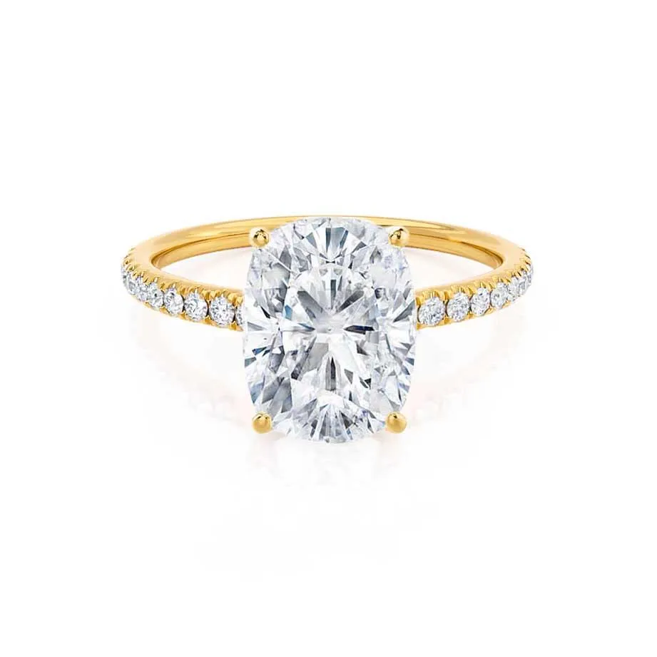 MACY - Elongated Cushion Lab Diamond 18k Yellow Gold Petite Shoulder Set